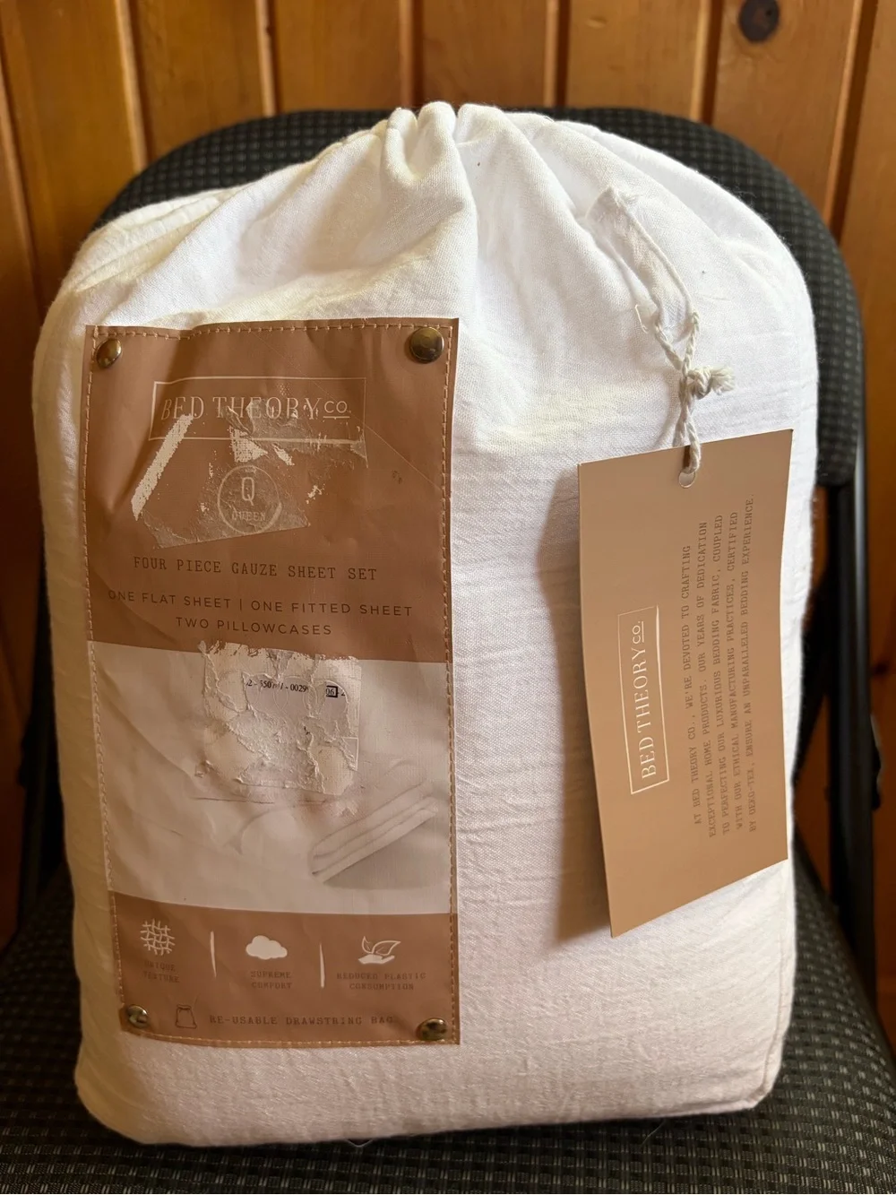 Bed Theory Co. Queen Gauze Sheet Set in White 4 piece NWT